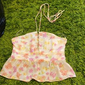 Bershka top, size s with flowers pattern